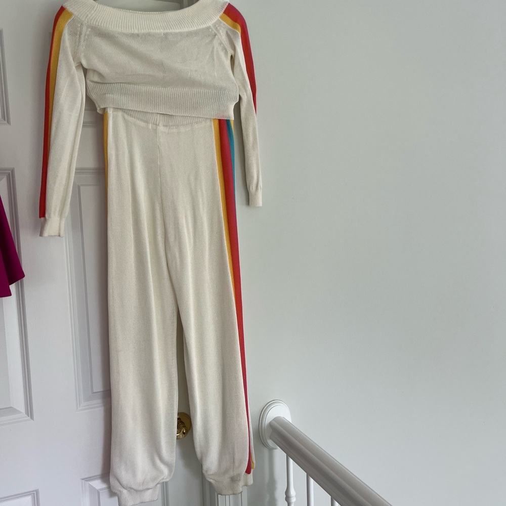 HONEY PUNCH white rainbow pants set (S)